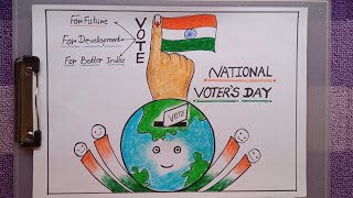 National Voters Day Drawing | National Voters Day Poster Drawing | Voter Day Drawing Easy |