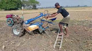 চিন্টু 12 হর্সপাওয়ার টিলার দিয়ে সরিষা জমিতে কিভাবে  মই দিচ্ছে।।