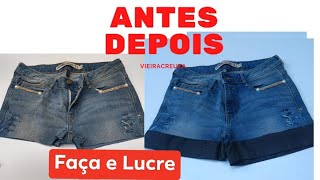 COMO AUMENTAR O COMPRIMENTO DO SHORT JEANS , COSTURANDO NA MÂO .#INICIANTES.Creuza Vieira.