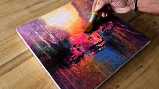 Abstract Painting / Using Various Tools / Acrylic Painting Technique / Step By Step