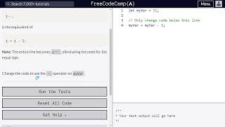 Decrement a Number with JavaScript - Freecodecamp.org | Video 16 | Basic JavaScript