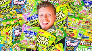 Trying The 100 Most Sour Candies in the World!