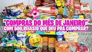 🛒COMPRAS DO MÊS NO ATACADÃO COM 500 REAIS/O QUE DEU PRA COMPRAR?/COMPRAS DO MÊS DE JANEIRO/TUDO CARO