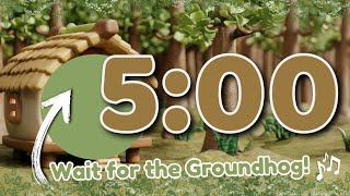 5 Minute Relaxing Timer for Classroom with Music | Groundhog Day 🦔🍃