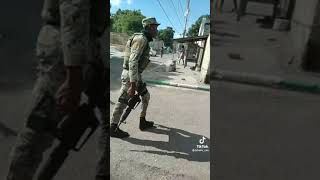 Soldier man get lick down in stone war in Jamaica