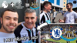 NEWCASTLE FANS CELEBRATE CHAMPIONS LEAGUE with PYROS + BRUNO’S DAD in the AWAY END!! | Matchday Vlog
