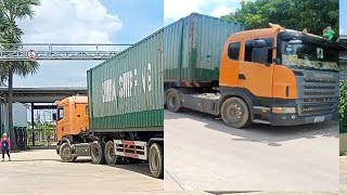 ឡានកុងតឺន័របើកបត់#truck #driving