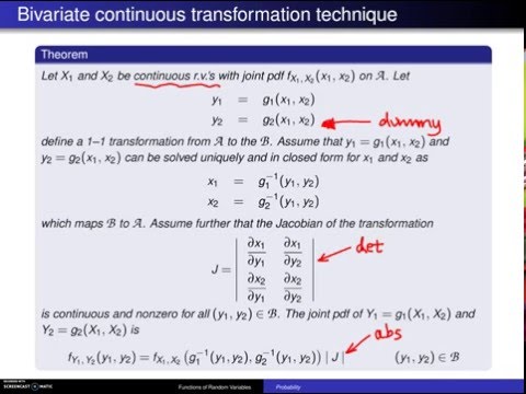 Transformation technique for bivariate continuous random variables Transformation technique for bivariate continuous random variables
