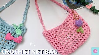 crochet net bag| Móc chiếc túi đeo vai hoạ tiết lưới đơn giản| ChâuCrochet#148