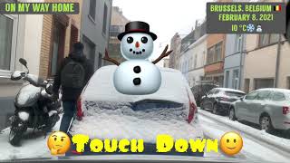 Heavy snow in Brussels, Belgium -10*C short tour drive, watch til the end I can build ⛄️ in seconds