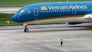 Toàn cảnh máy bay A350 cất cánh ở SB Nội Bài - Vietnam Airlines A350 Takeoff from HAN 11R.0 ta0