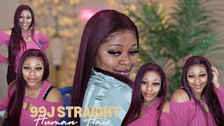 ULTIMATE CUTE FLAWLESS 99J HD FRONTAL | 36INCHES STRAIGHT HUMAN HAIR INSTALL