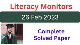 Literacy Monitor Paper held on 26 February 2023 | Literacy Monitor Prepared | Ppsc Past paper