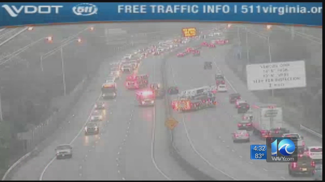 Overturned Vehicle On I-64 In Hampton Causes Major Delays - YouTube