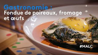 Gastronomie : fondue de poireaux, fromage et œufs