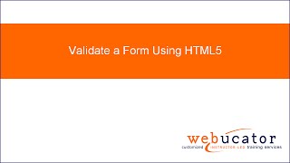 Validate a Form Using HTML5