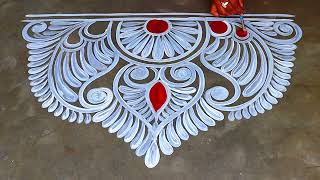 very simple alpona design / special alpona design for all festivals / easy kolam design