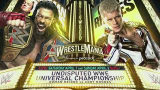 WWE Wrestlemania 39 Roman Reigns vs Cody Rhodes Official Match Card V1