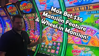 When Max $36 Bet Huff N Puff Gives the Mansion Feature \u0026 Wheel!