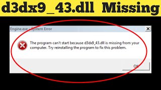 How To Fix d3dx9 43 dll  Missing Error