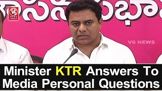 Minister KTR Answers To Media Personal Questions | Condemns Congress Allegations | V6News