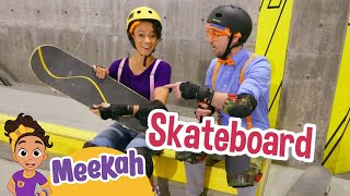 NEW! Meekah and Blippi Learn to Skateboard! Educational Videos for Kids | Blippi and Meekah Kids TV