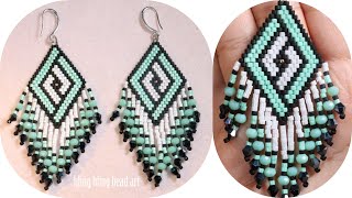 آموزش گوشواره ریشه ای با طرح ظریف و ساده با منجوق و کریستال How to make beaded earring  DIY tutorial