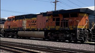 Eight Locomotives! Frankenstein BNSF 7527! Westbound Z Train San Bernardino. 4KHDR