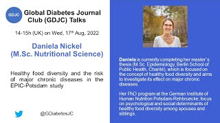 GDJC Talks: Daniela Nickel - Healthy food diversity and risk of chronic diseases