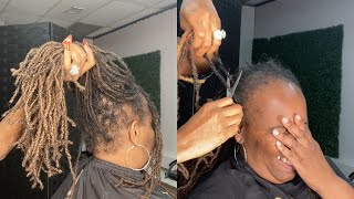 CLIENT TOLD ME TO CUT OFF HER DREADLOCKS - EMOTIONAL TRANSFORMATION | Pixie cut