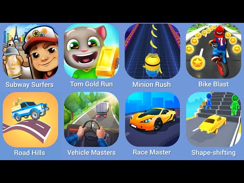 Subway Surfers, Tom Gold Run, Minion Rush, Bike Blast, Road Hills, Maestros de vehículos, Race Master