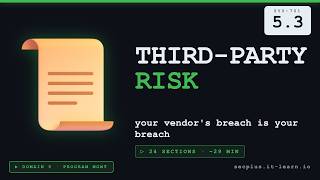 Your Vendor's Breach Is Your Breach (Sec+ SY0-701 5.3)