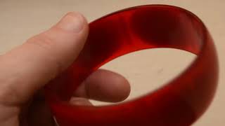 Red Lucite Bangle Bracelet From 80s