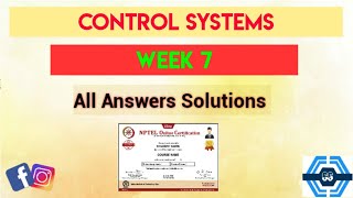 Control Systems | Week 7 Quiz Assignment Answers | NPTEL SWAYAM |