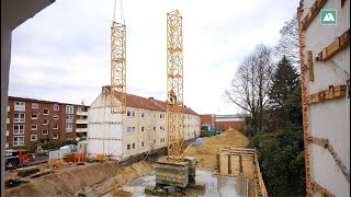 Kranaufbau Josephstraße im Zeitraffer