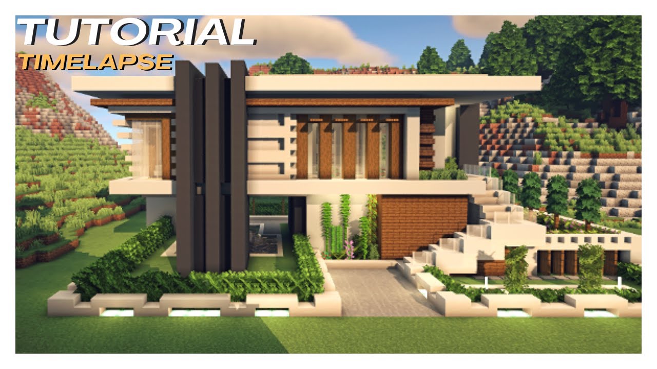 Minecraft How To Build Modern House Timelapse Tutorial Youtube