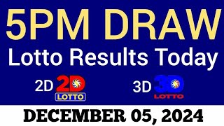 Lotto Result Today 5pm Draw December 5 2024 Swertres Ez2 PCSO Live Result