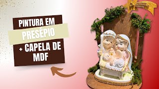 Pintura de Presépio Baby em Gesso com Capelinha de MDF