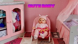 Pretend play with Tiny Treasure Baby \u0026 Baby Annabell -Baby Dolls Care Routine with Nursery Toys