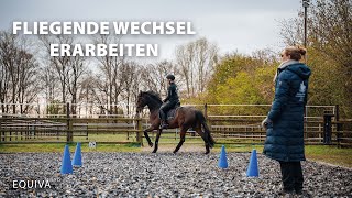 Den fliegenden Wechsel erarbeiten - EQUIVA Talents lernen bei Nicole Uphoff-Selke