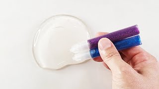 【ASMR】クリアスライムにダイソーのグリッターのりで色付けしてみた Part4【DIY】