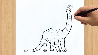 How to Draw a Brontosaurus Dinosaur Step by Step | Cute Brontosaurus Drawing Easy