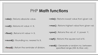 Math functions in php, Mathematical functions in php,Perform math operation using php math function.