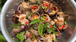 Yummy Spicy Raw Crab Salad Recipes [ភ្លាក្ដាមស្រែឆ្ងាញ់កប់សារី]