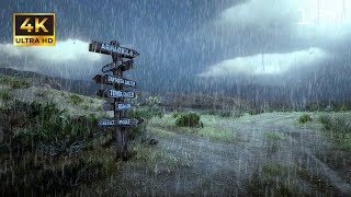 Walking in the rain in barren village | Walking in the heavy rain | Rain Walk ASMR