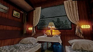 24/7 Night Train Ambience on a Rainy Night | Train & Rain Sounds