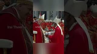 Archbishop Dr.Francis Kalist receives his pallium from Pope Francis