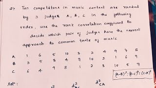 Rank Correlation Coefficient | Example Problem 2 | Statistical Methods