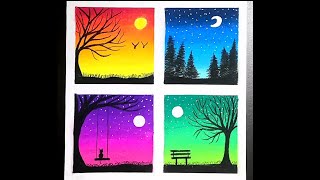 #shorts | 4 different types of scenery drawing with soft pastels