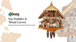 Toy Peddler \u0026 Wood Carver 8 Day Mechanical Chalet Cuckoo Clock With Dancers 50cm By HÖNES